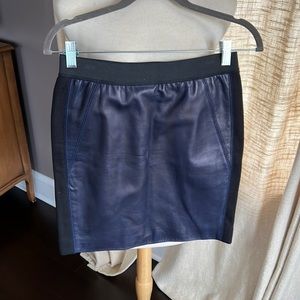 Sandro navy and black leather mini skirt size 2